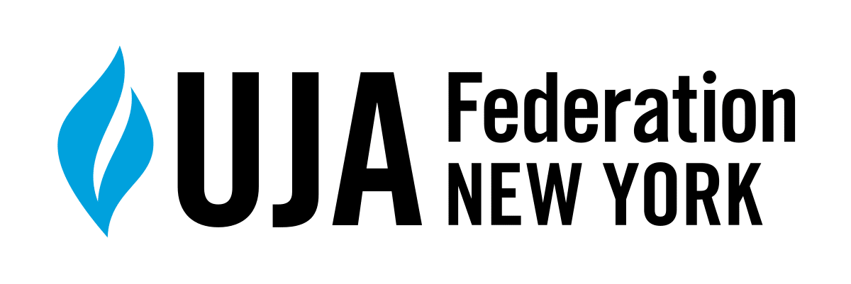 UJA Federation New York logo with a blue flame symbol on the left and the text UJA Federation New York in bold black letters on the right.