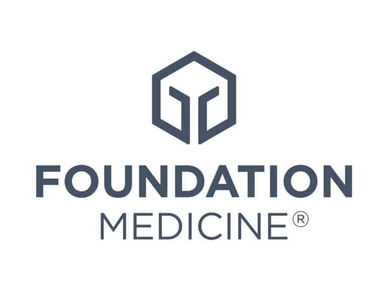 The Foundation Medicine logo featuring a geometric hexagonal symbol above the words “FOUNDATION MEDICINE” in bold, uppercase letters, with MEDICINE in a lighter font and a registered trademark symbol.