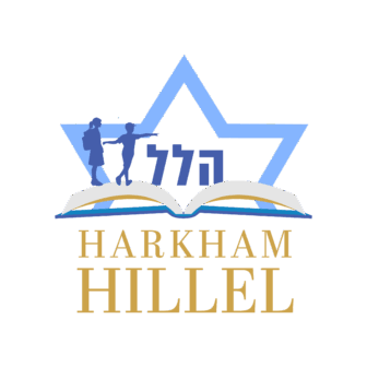May contain two person silhouettes, a star, and text that says HARKHAM HILLEL.