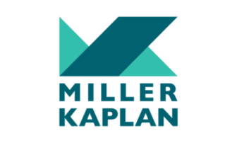 May contain logo for Miller Kaplan.