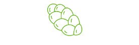 May contain a cluster of rounded shapes.