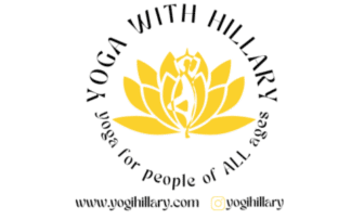 May contain a yellow lotus flower design with a person in a yoga pose.