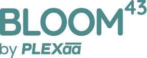 May contain the words BLOOM, 43, and by PLEXaa in a teal color.