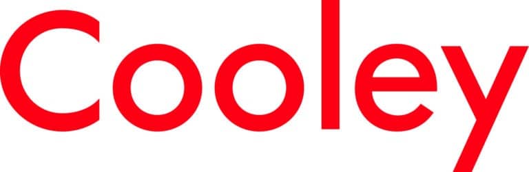 The image displays the word Cooley in bold, red letters on a white background.