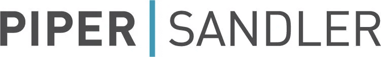 The image shows the Piper Sandler logo with the words PIPER and SANDLER separated by a vertical blue line on a white background.