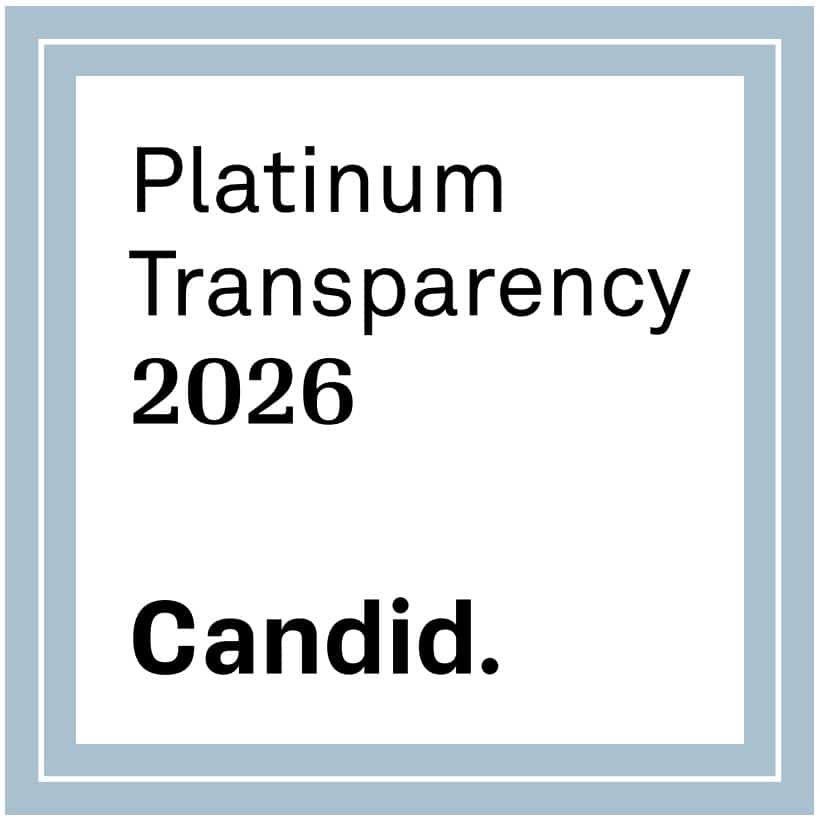 A gray-bordered square badge with the text Platinum Transparency 2026 and Candid. written inside.