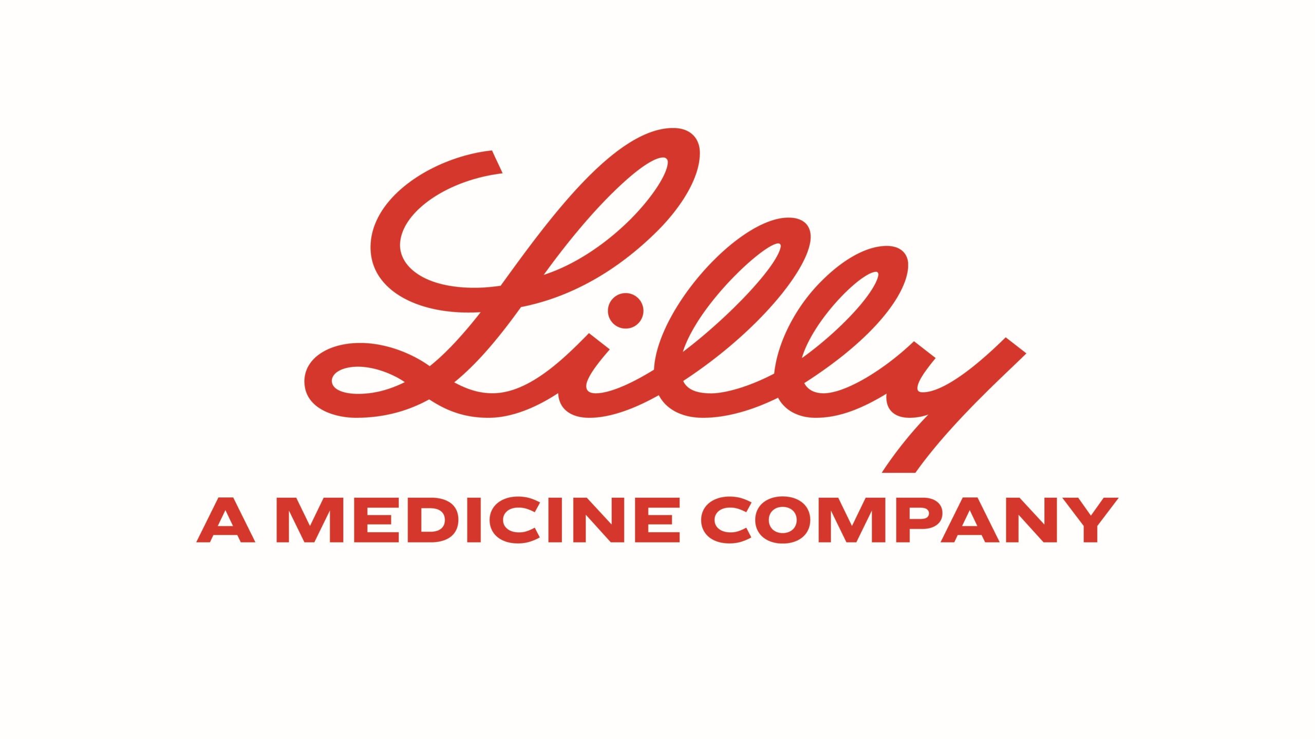 The image shows the word Lilly in red cursive lettering above the phrase A MEDICINE COMPANY in red capital letters, all on a white background.